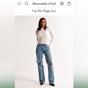 Abercrombie 90’s Baggy Low Rise Jeans in Dark Destroy Wash Size 27/4R